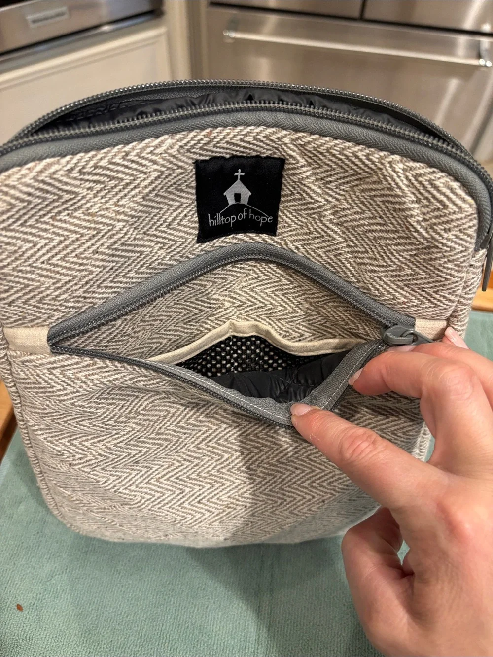Cream Herringbone Tablet or Bible Sleeve